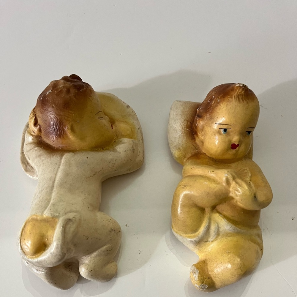 1940’s Chalkware Babies set of two, Vintage MCM